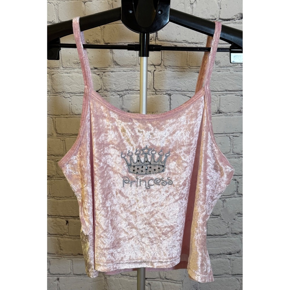 Expressions Lingerie Pink Crushed Velvet Princess Crown Camisole Top Large